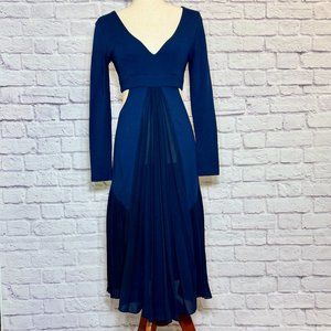 Alyson Eastman Navy Blue Fit and Flare Midi Dress